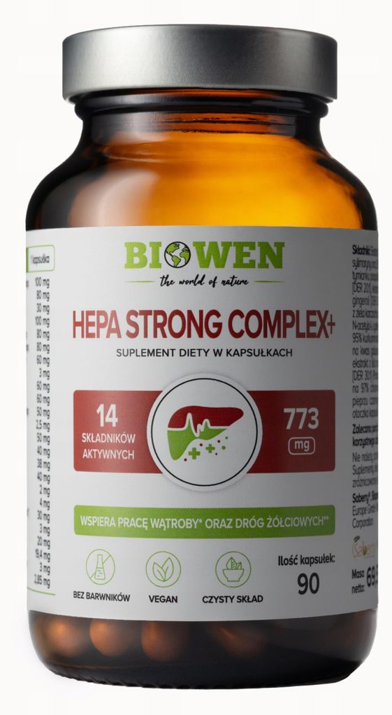 Suplement diety Biowen Hepa Strong Complex+ 90 kapsułek wspiera wątrobę