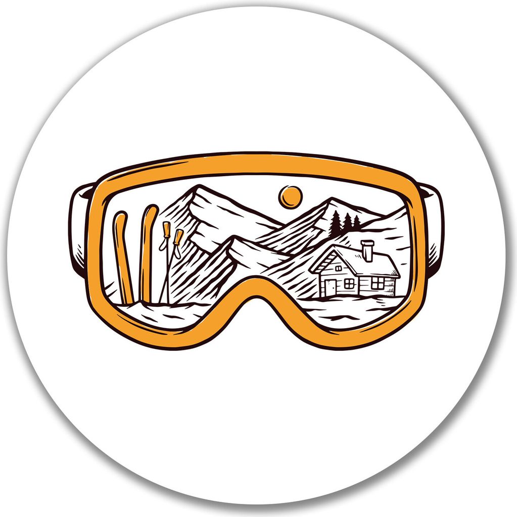 Huuraa Aufkleber Ski Skibrille 10cm rund Sticker Geschenkidee