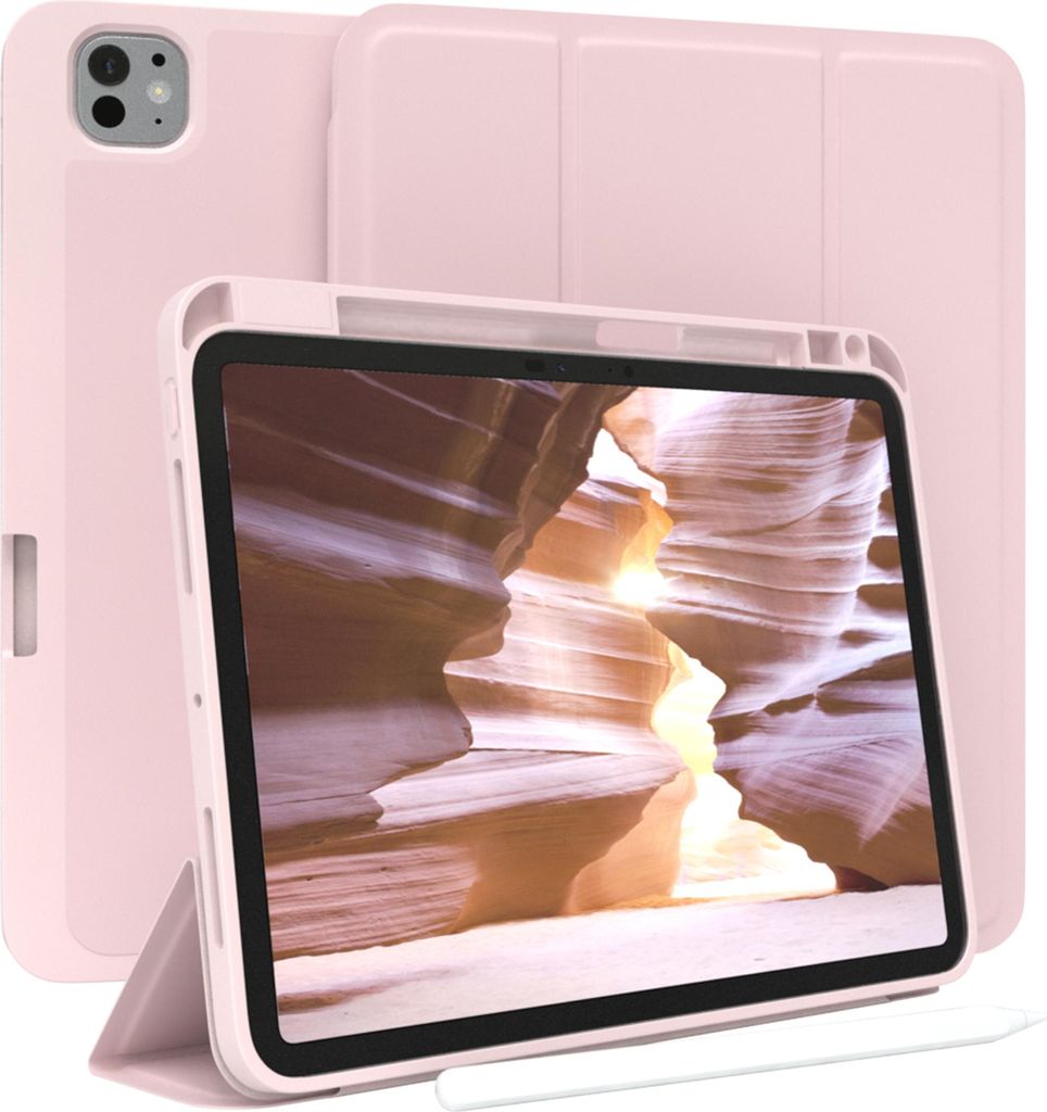 EAZY CASE Smartcase mit Stifthalter für Apple iPad Pro 11 (2024) Hülle mit Stifthalterung, Tablet Cover aufstellbar 11 Zoll in Rosa