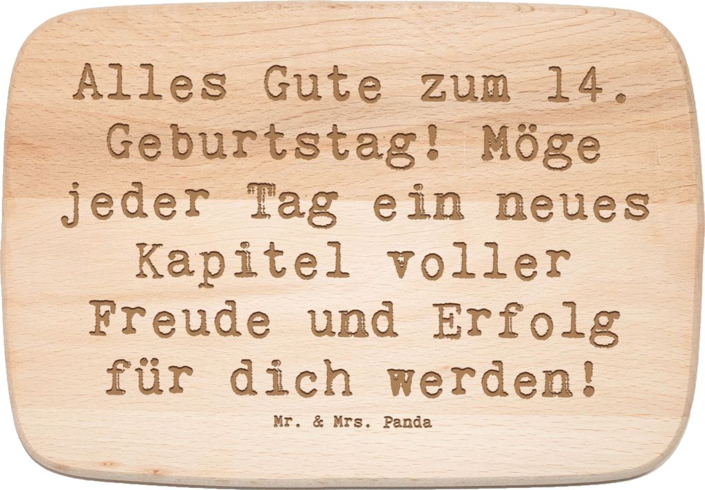 Mr. & Mrs. Panda Frühstücksbrettchen Spruch 14. Geburtstag - Transparent - Geschenk, Schneidebrett, Alter, Happy Birthday, Erfolg, massivholzbret...