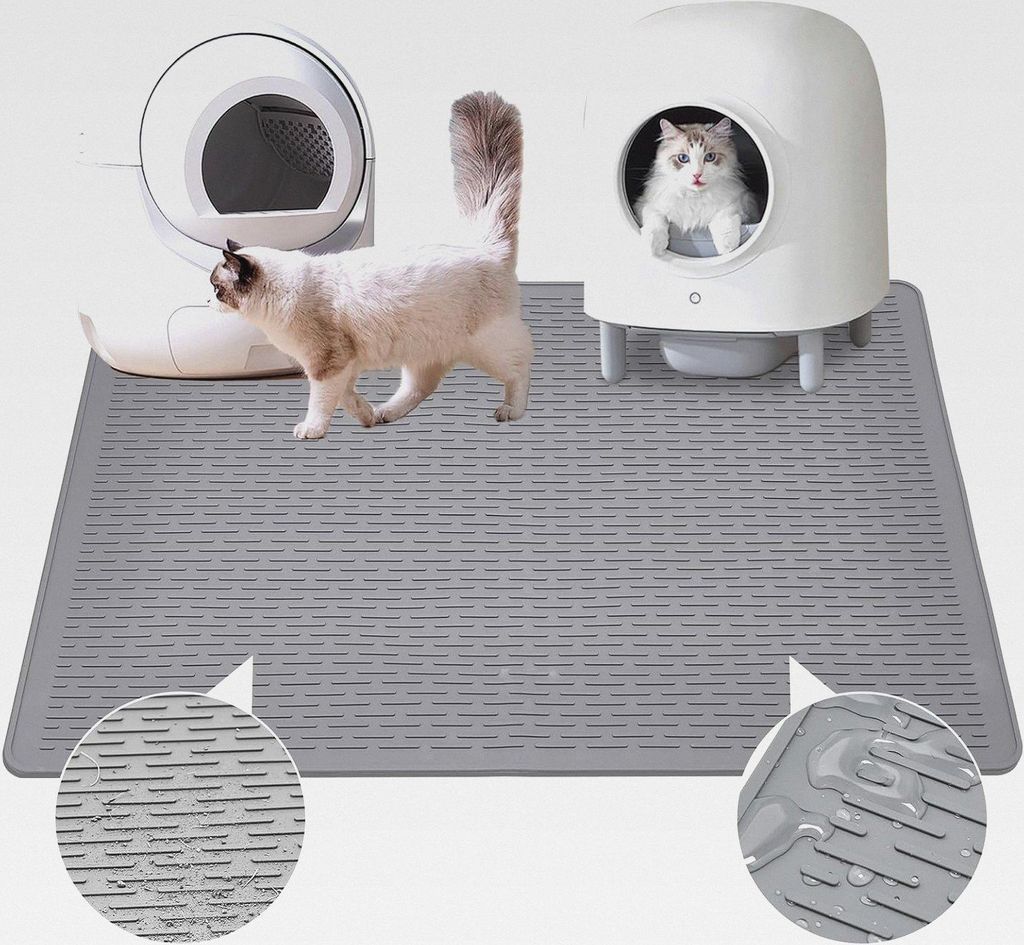 Katzenklo Matte XXL (100x68cm), Premium-Silikon Katzenstreu Matte,Wasserdicht & Rutschfest, Katzenklo Unterlage für Katzentoilette Leicht zu Reini...