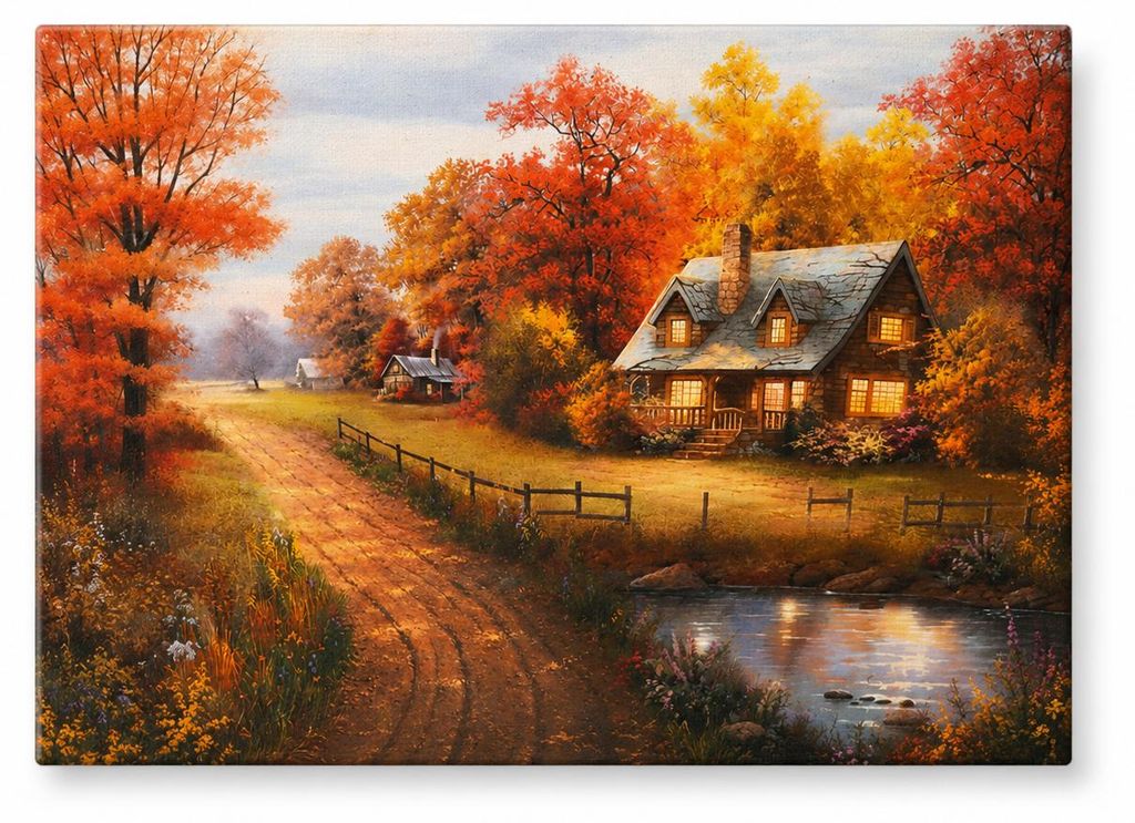 Weltbild LED Wandbild Herbstwald 40x30 cm Wanddeko Produktbild  KI-generiertes Bild