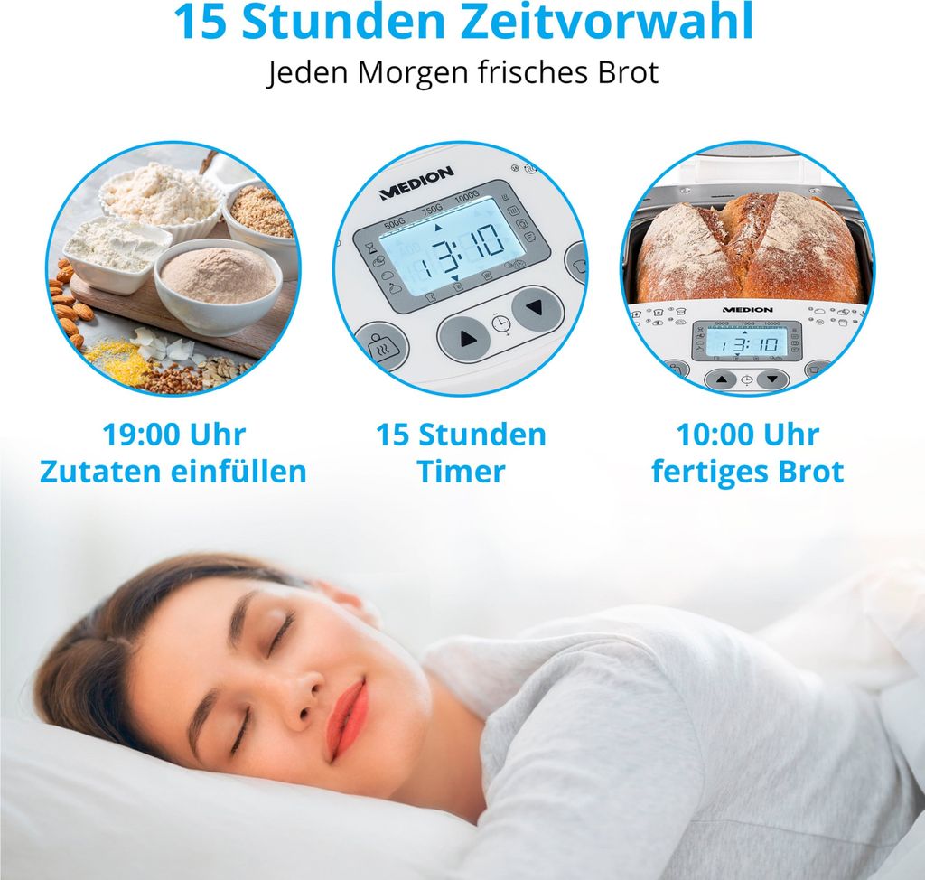 MEDION Brotbackautomat (Brotbackmaschine, 550 Watt, bis zu Produktbild 4