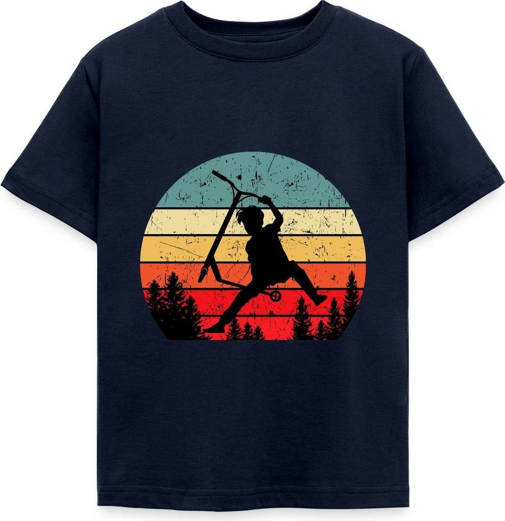 Spreadshirt Scooter Roller Stunt Freestyle Kinder T-Shirt, 110/116 (5-6 Jahre), Navy