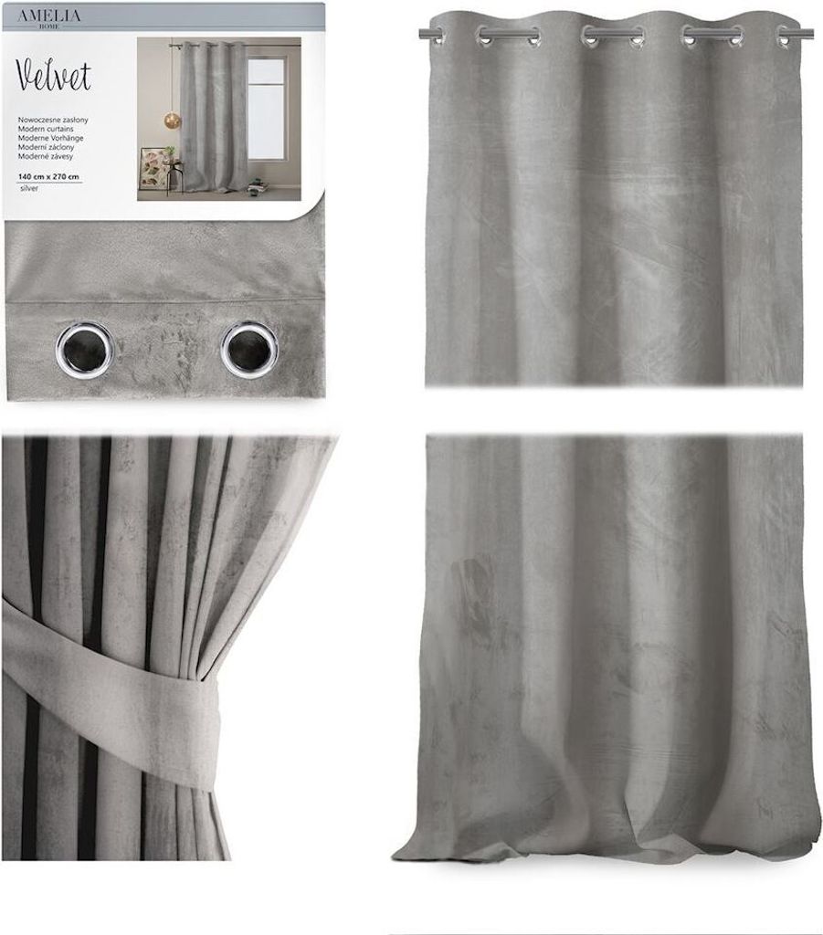 Vorhang Ösenschal blickdicht Verdunklungsvorhang 140 x 245 cm - Silber