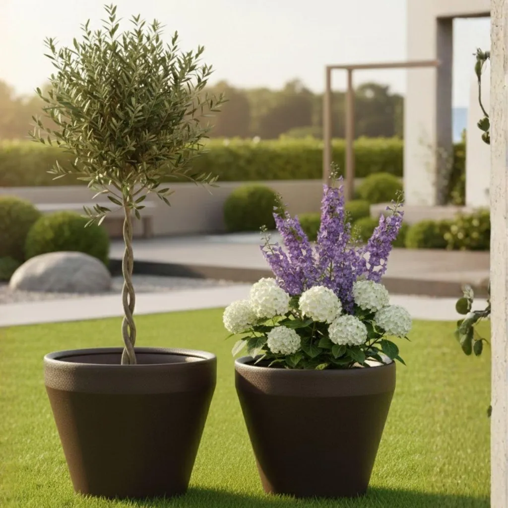 Bac à fleurs décoratif marron HowHomely - Cache-pot grand format 55cm - 13