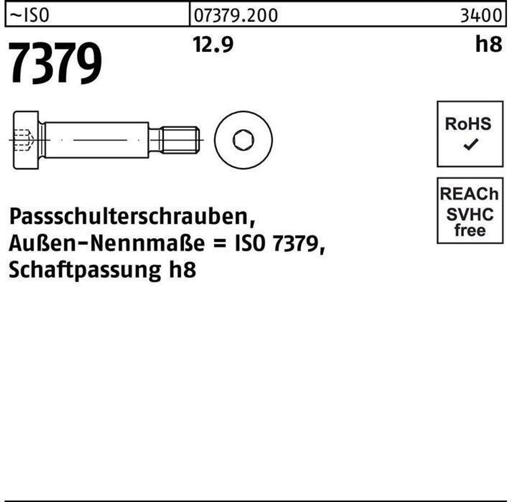 Reyher Paß-Schulterschrauben ISO 7379 12.9 12 h8 - M 10x40 (25 Stück)