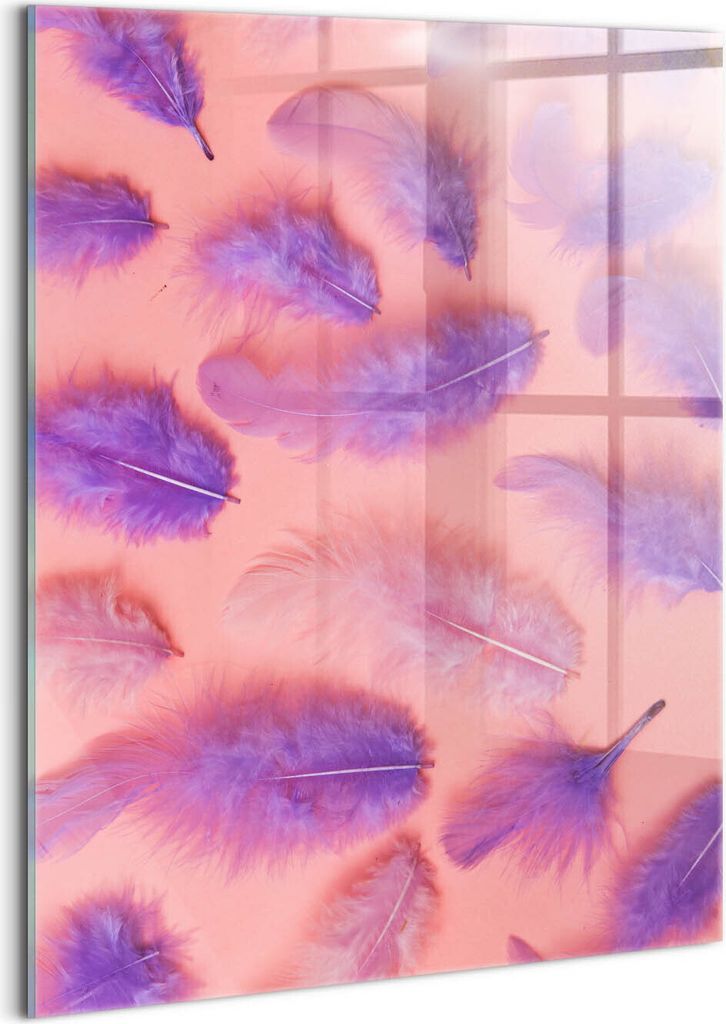 Designer Glasbild - Wandbild - Glas Bild - 60x80 cm - Bunte Federn