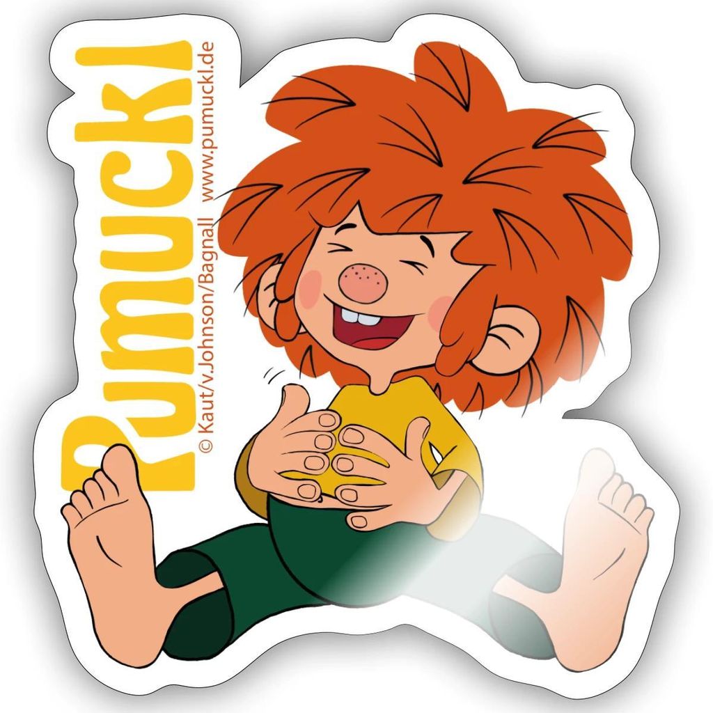 Spreadshirt Pumuckl Mit Fröhlichem Lachen Sticker Aufkleber, 10 x 10 cm, Weiß glänzend