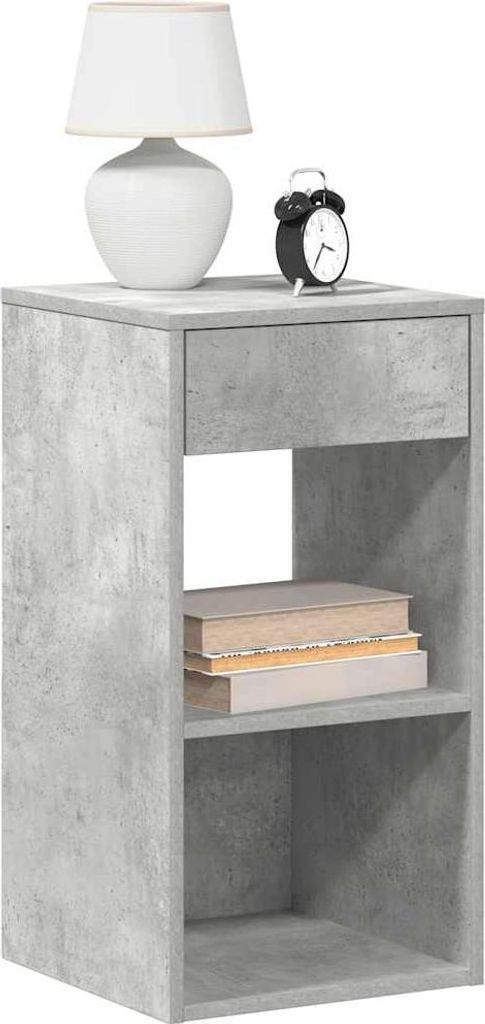 vidaXL Nachttische mit Schublade 2 Stk. Betongrau 35x34x66,5 cm
