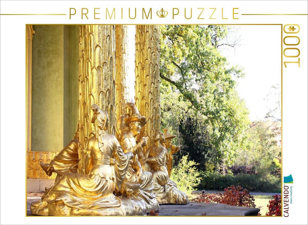 CALVENDO Puzzle Figuren am Chinesischen Teehaus im Park von Schloss Sanssouci | 1000 Teile Lege-Größe 64x48cm Foto-Puzzle für glückliche Stunden