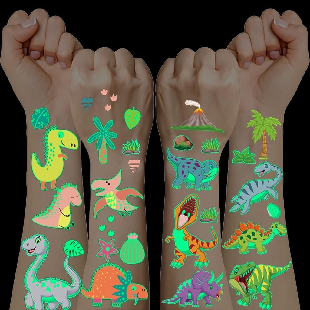 Set di 10 tatuaggi di dinosauri per bambini con adesivi Immagine del prodotto 