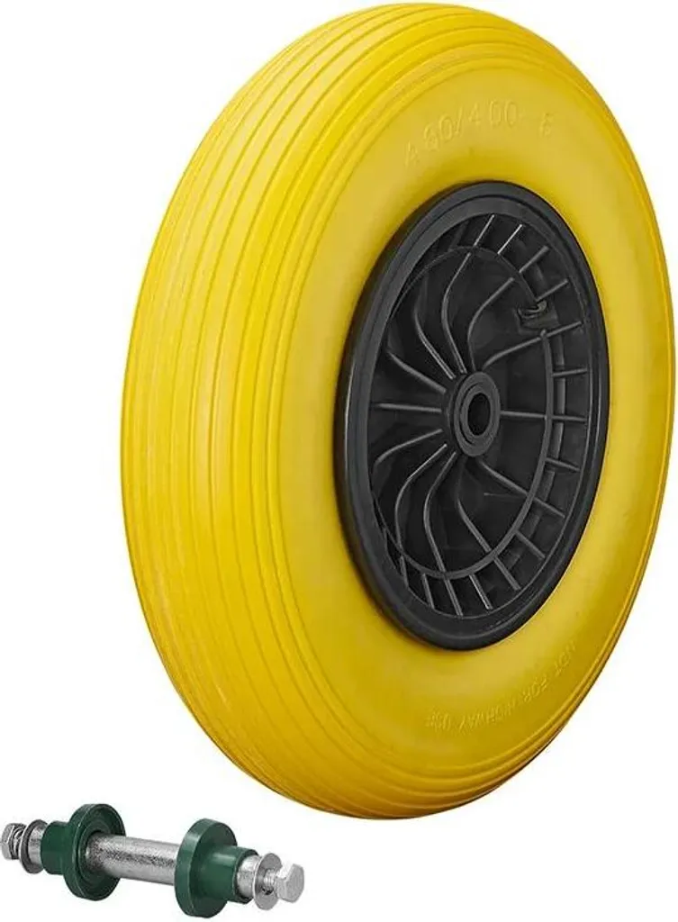 Ruota Carriola Antiforatura 4.00-8 16" | Cerchio Plastica Asse 20mm