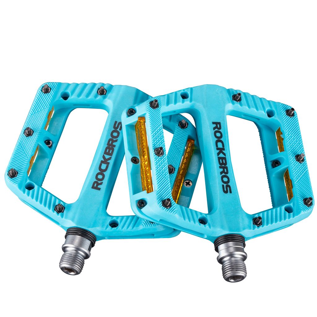 ROCKBROS Fahrradpedale Verbreiterte Rutschfestes Reflektierend Flatpedal Blau