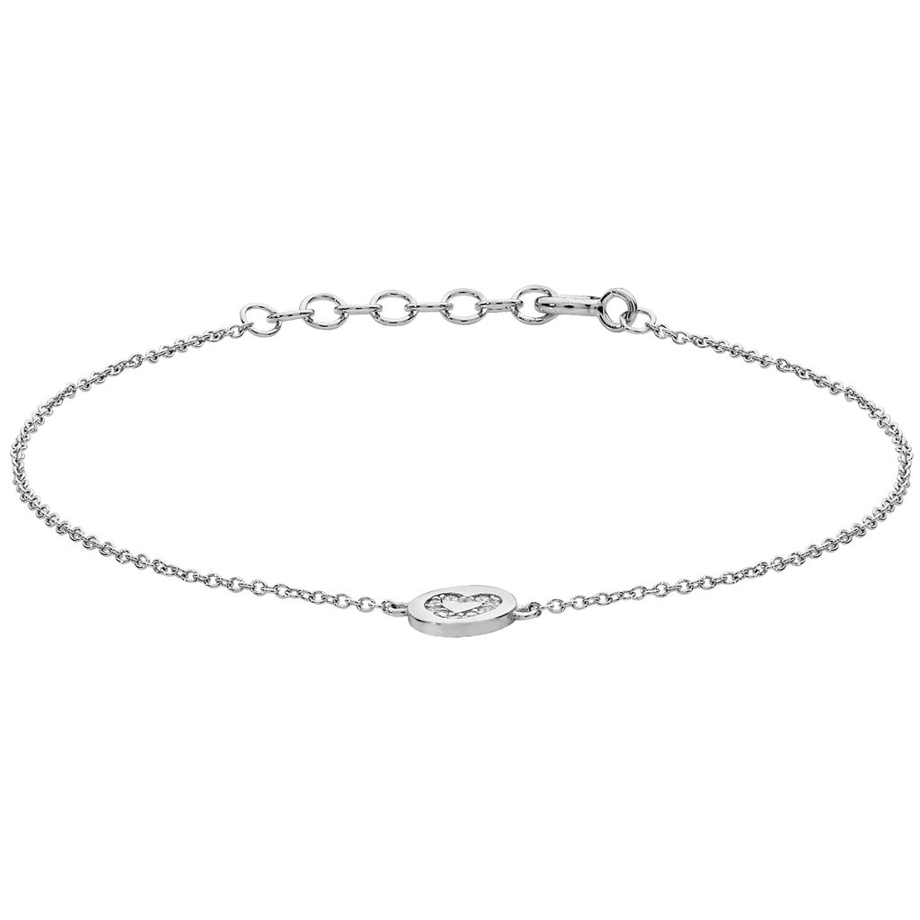 Schönes 925 Sterling Silber (Rhodiniert) Herz Damen - Armband mit Zirkonia - 19cm; TRS25771