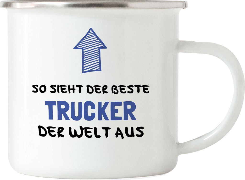 So Sieht Der Beste Trucker Der Welt Aus Emaille Tasse Geschenk Trucker-Tasse LKW-Fahrer