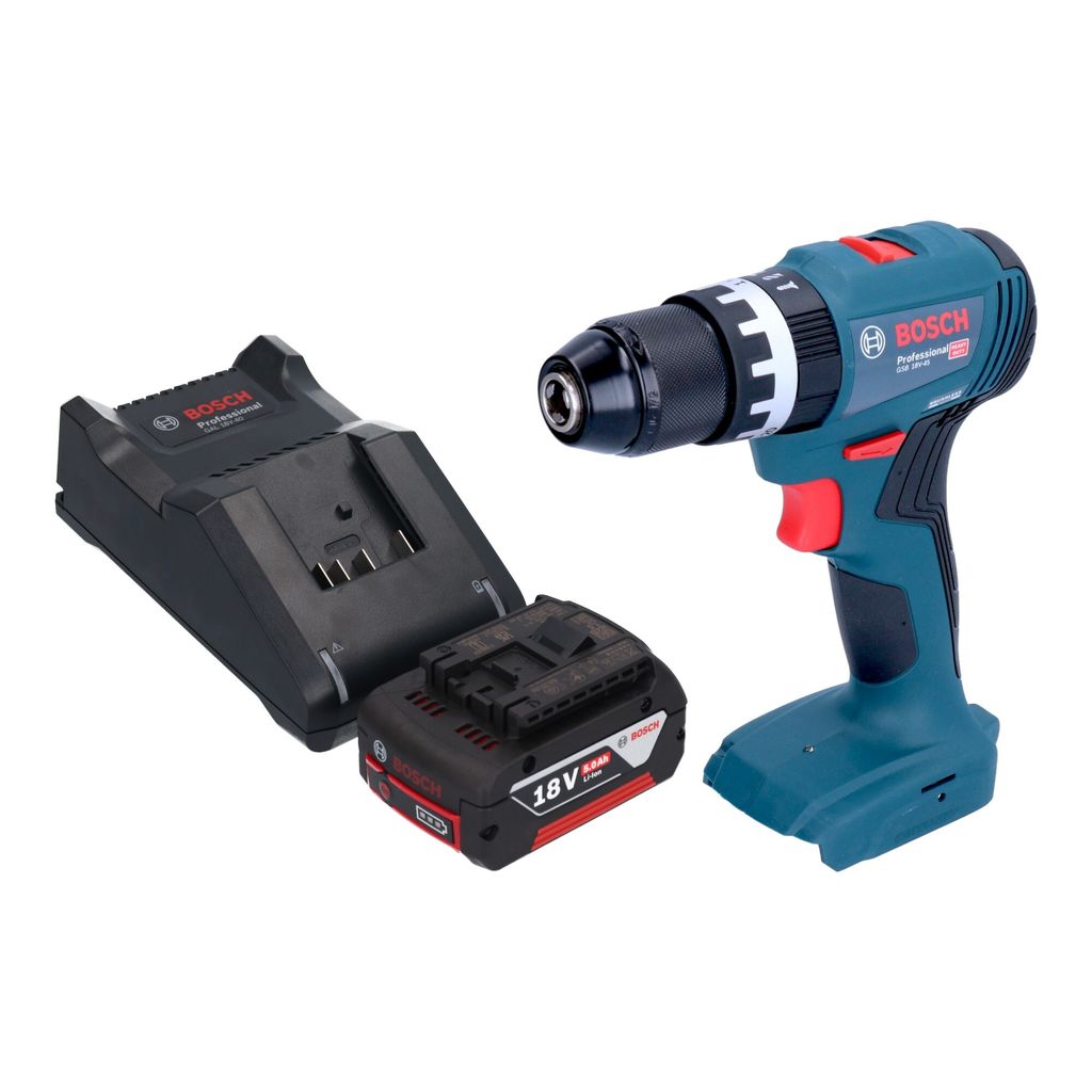 Bosch GSB 18V-45 Professional Akku Schlagbohrschrauber 18 V 45 Nm Brushless + 1x Akku 5,0 Ah + Ladegerät