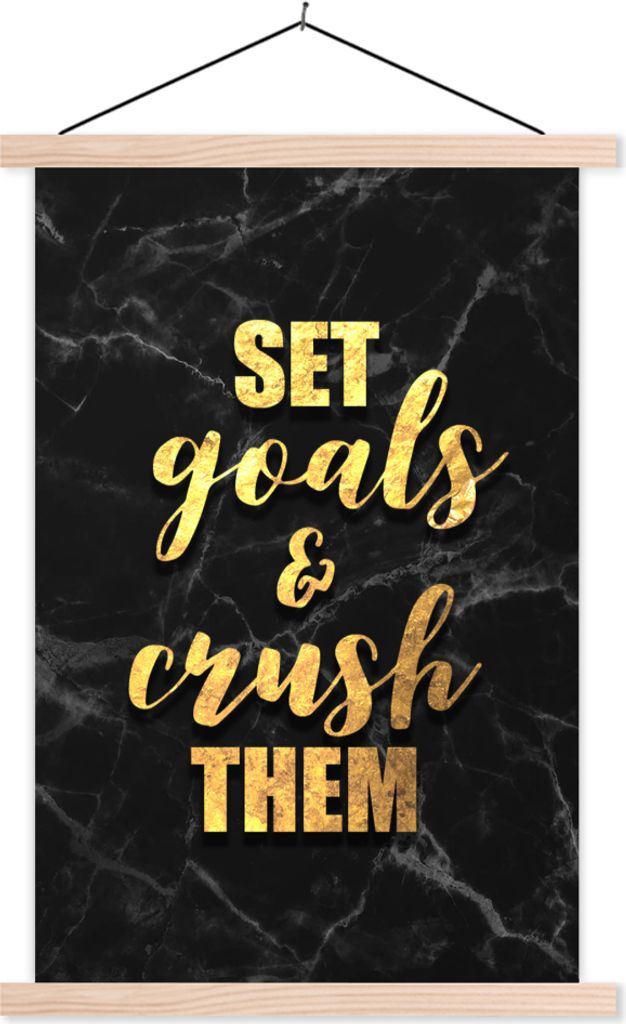 MuchoWow Textilposter Zitat - Motivation - Marmor - Gold 40x60 cm mit holzfarbenen Rahmen - Poster