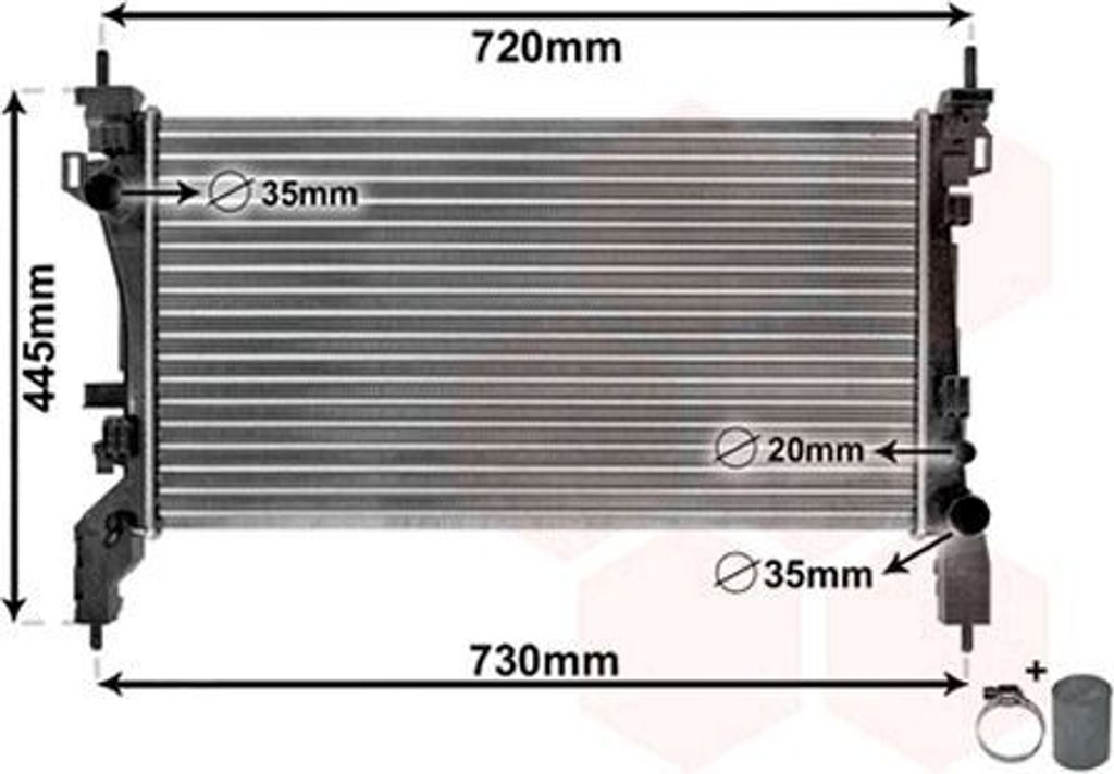 VAN WEZEL 17002385 Kühler Wasserkühler Motorkühler für FIAT QUBO (225) FIORINO Kasten/Kombi (225) passend für PEUGEOT BIPPER (AA) BIPPER Tepee