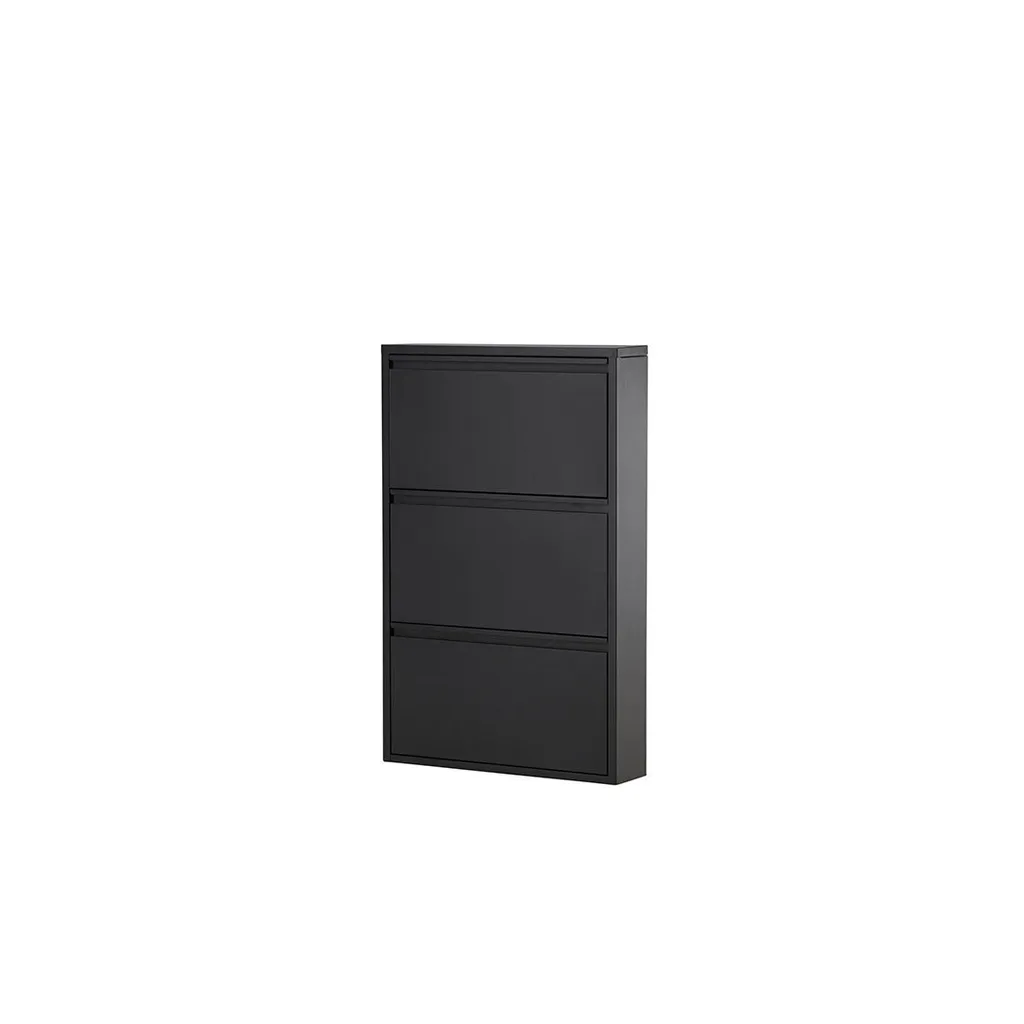 Rangement Chaussures Métallique Noir 3 Portes - Design Gain de Place