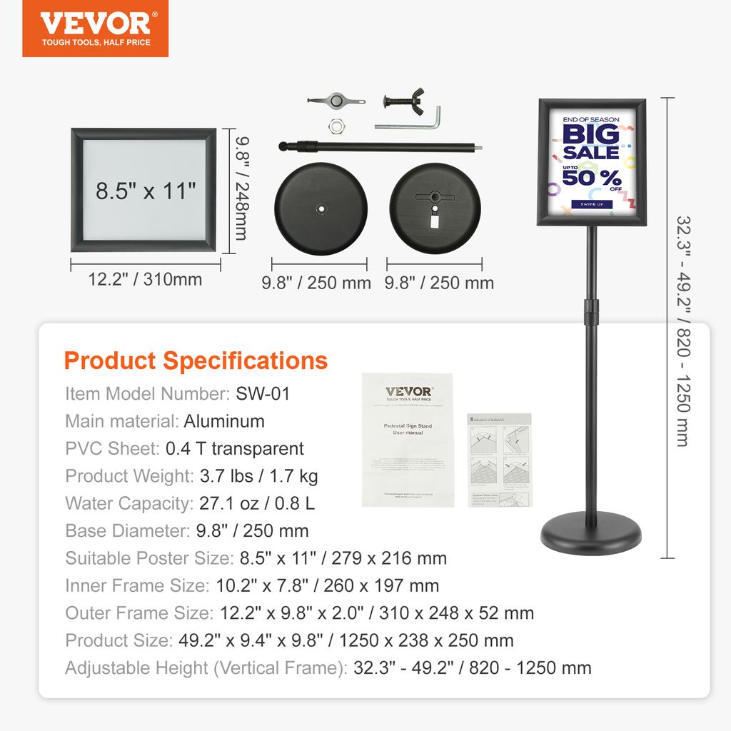 VEVOR Informační stojan s podstavcem 279 x 216 mm Obrázek produktu 7
