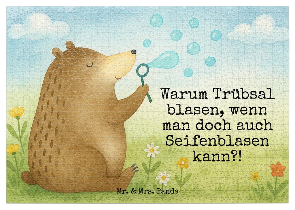 Mr. & Mrs. Panda Puzzle Bär Seifenblasen Design 1500 Teile - Weiß - Geschenk, Lustig Sein Glücklich Traurig Happy, 500, Puzzlespiel, 1000, Leges...