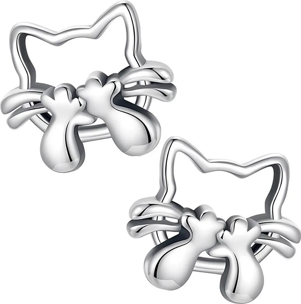 Orecchini a forma di gatto, orecchini a bottone in argento sterling a forma di gattino, gioielli per felini, regalo per amanti dei gatti, pietra preziosa CZ, gioielli fatti a mano, regalo per