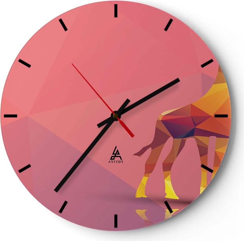 Wanduhr - Rund - Glasuhr - Giraffe modern Grafik - 40x40cm Produktbild 