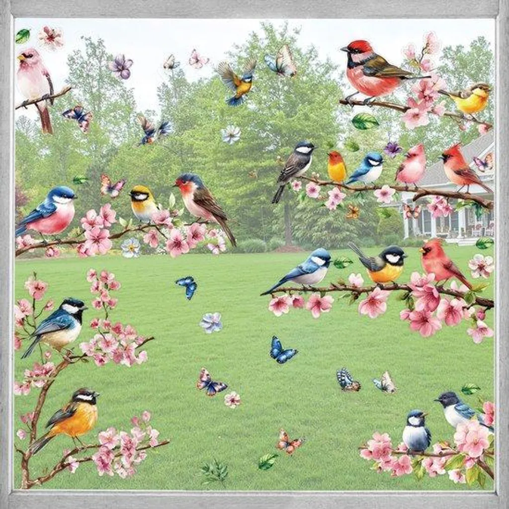 Rénover un mur sans peinture : Stickers fleurs et oiseaux violets Lamett