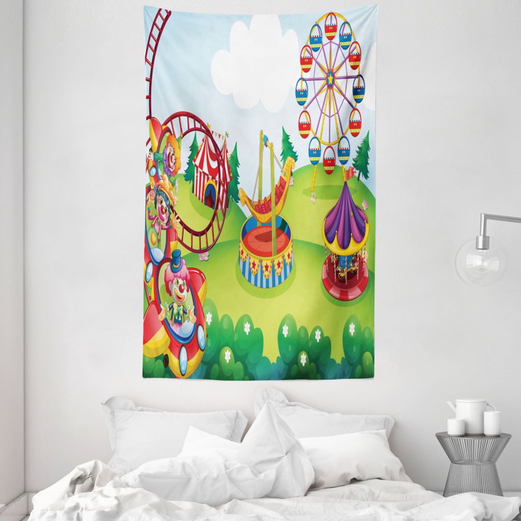 ABAKUHAUS Bunt Wandteppich und Tagesdecke, Circus und Themenpark aus Weiches Mikrofaser Stoff Waschbar ohne Verblassen Digitaldruck, 140 x 230 cm, ...