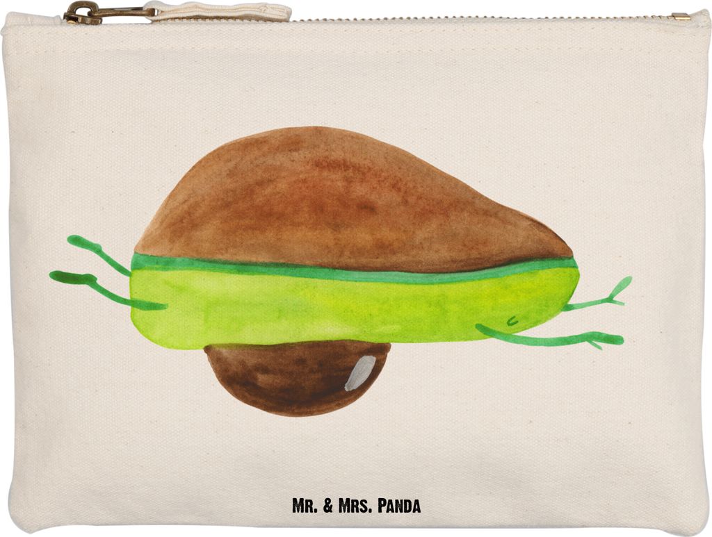 Mr. & Mrs. Panda Mäppchen Avocado Yoga Grösse XL Große - Weiß - Geschenk, Gesund, Bauch, kosmetiktäschchen, Hilfe, Etui, Haha, Sport, Humor, K...