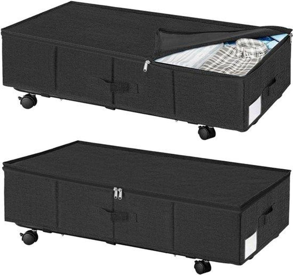 Unterbettbox auf Rädern, wasserdicht, metallisch, 2er-Pack, Kleidung