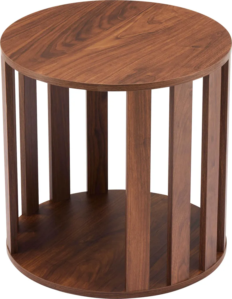 Tavolino rotondo con finitura effetto legno, diam 50 cm, legno scuro - Oviala Ambroise
