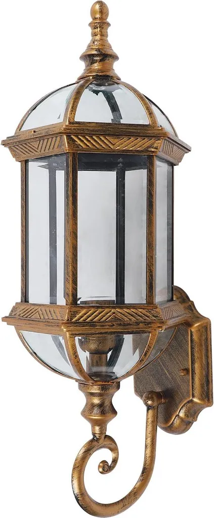 Applique murale extérieur or IP54 rétro en aluminium et verre E27