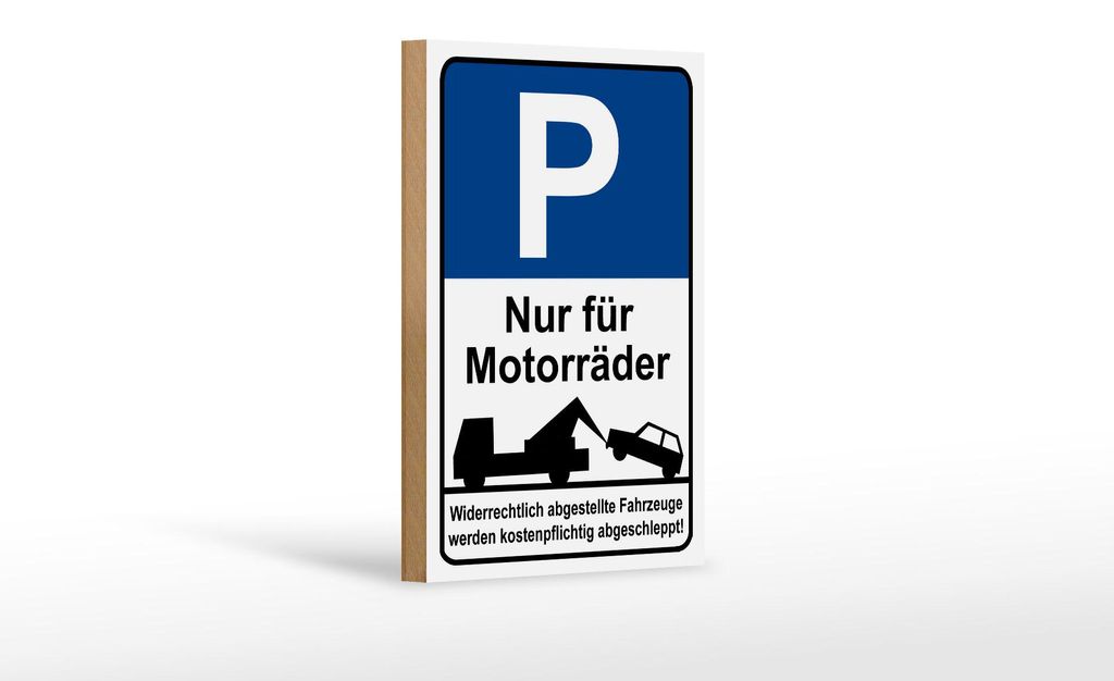 Holzschild Hinweis 12x18cm Parkschild Nur für Motorräder