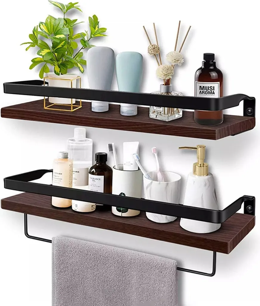 Étagère Flottante Bois Véritable 40x15cm Design Moderne - 2 Pièces