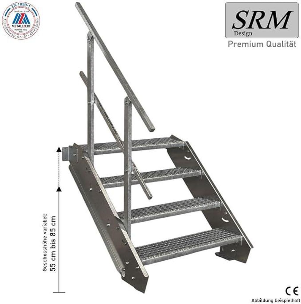 scala in acciaio a 4 gradini su un lato. Larghezza Immagine del prodotto 