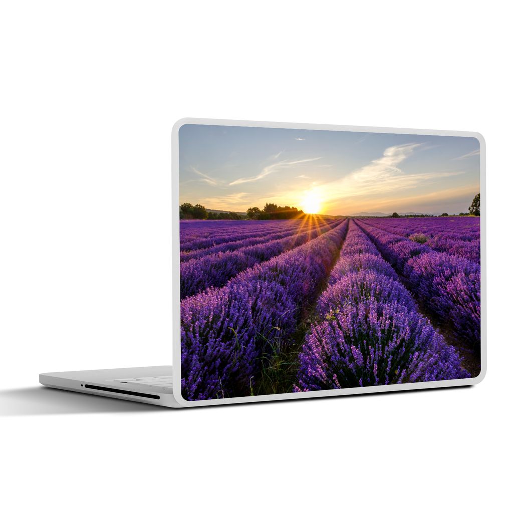 MuchoWow Laptop Aufkleber Sticker Cover Lavendel - Blumen - Sonnenuntergang - Lila 36.5x27.5 cm - Laptop-Sticker