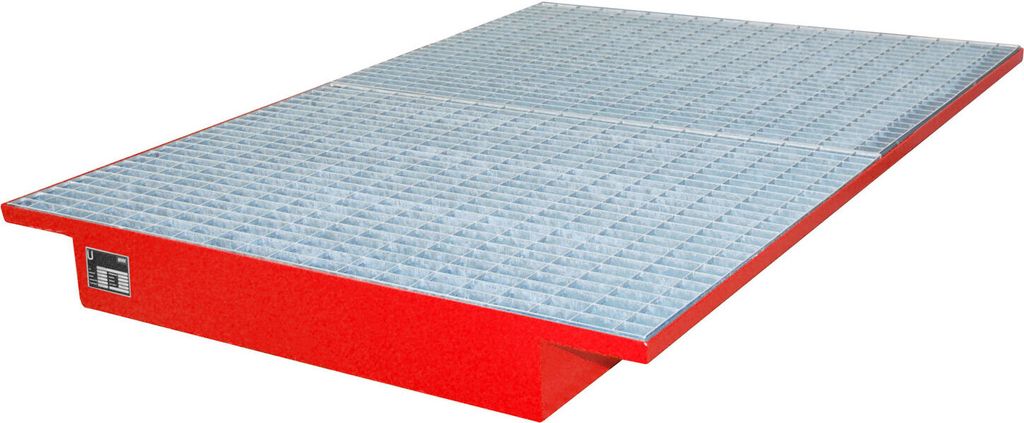 BAUER Einhänge-Regalwanne für Palettenregale mit Gitterrost - (BxT) 1.750 x 1.250 mm - Volumen 200 l - feuerrot