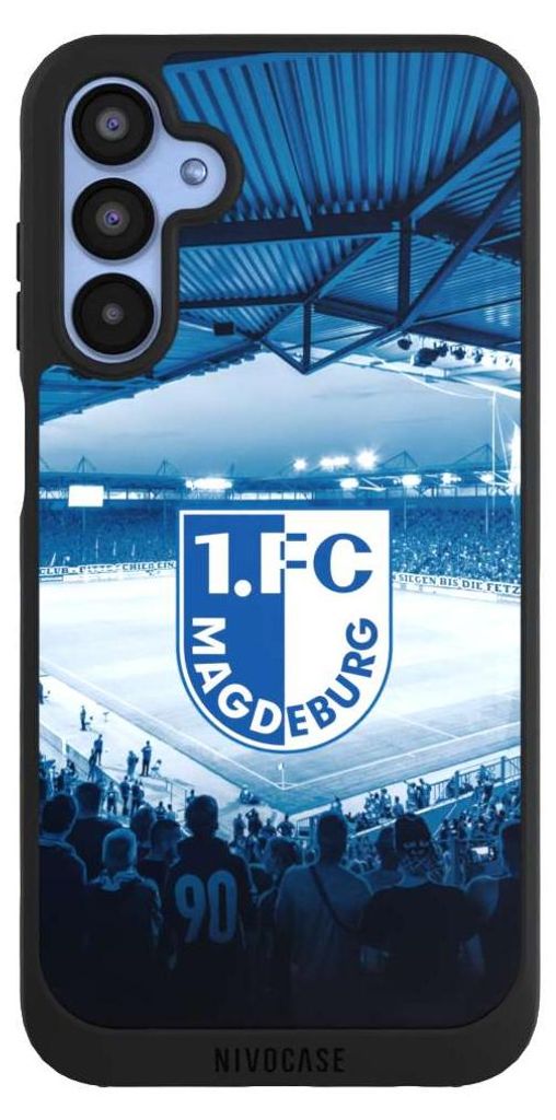 NIVOCASE Handyhülle für Samsung Galaxy A15 5G Hülle NIVOpure Case Schwarz Stadion 1. FC Magdeburg 1. FCM