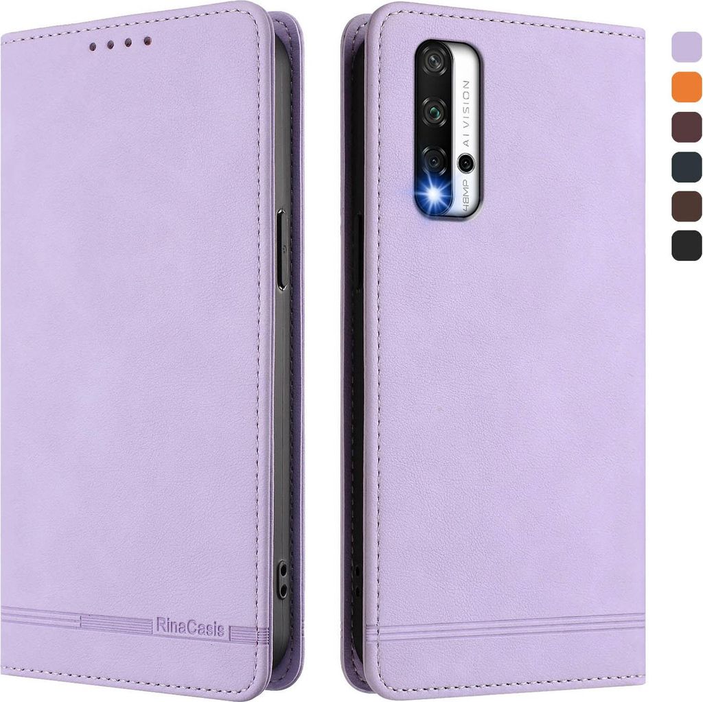 Hülle für Honor 20/Honor 20 Pro, Retro Kunstleder Ständer Klapphülle mit Kartenfächer und Magnetische Violett