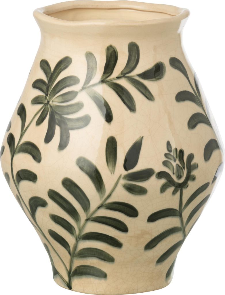 J-Line Vase Blatt Steingut Dunkelgrün/Gebrochenes Weiß Large