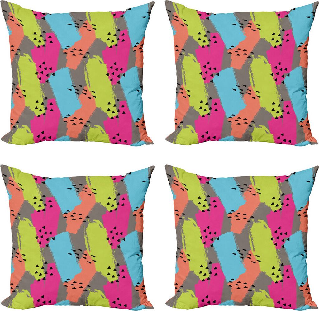 ABAKUHAUS Modern Kissenbezug Set (4 Stück), Abstrakt Farben Dreieck, Moderner Doppelseitiger Digitaldruck, 50 cm x 50 cm, Mehrfarbig