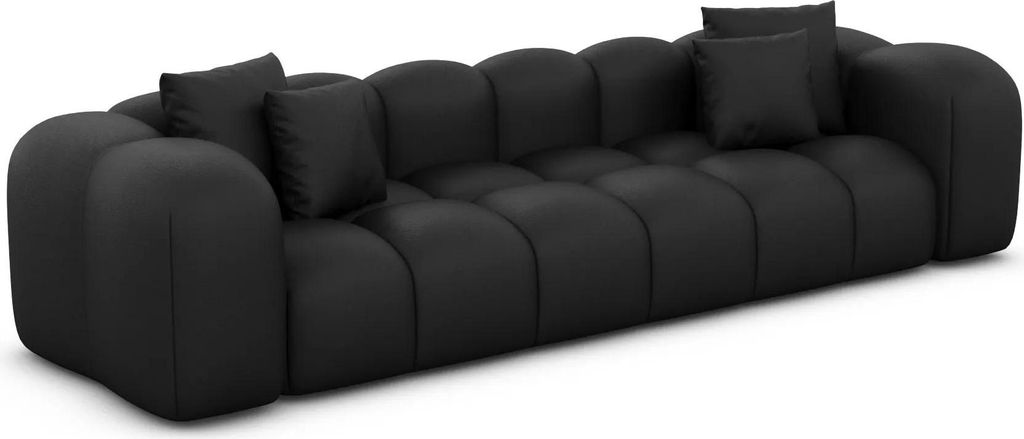Kunstleder 4-Sitzer Couch Valora Schwarz