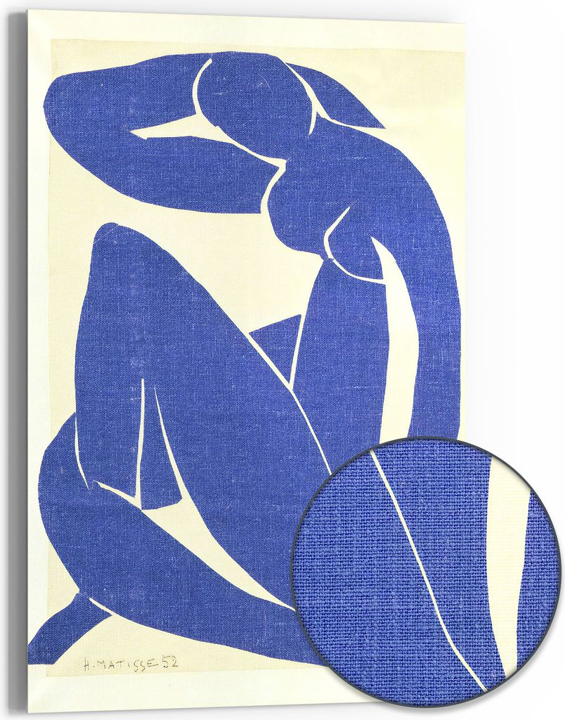 DEQOART Hybrid Leinwand Bild 60x90 cm 'Blaue Silhouette' Wandbild Glas flach modern