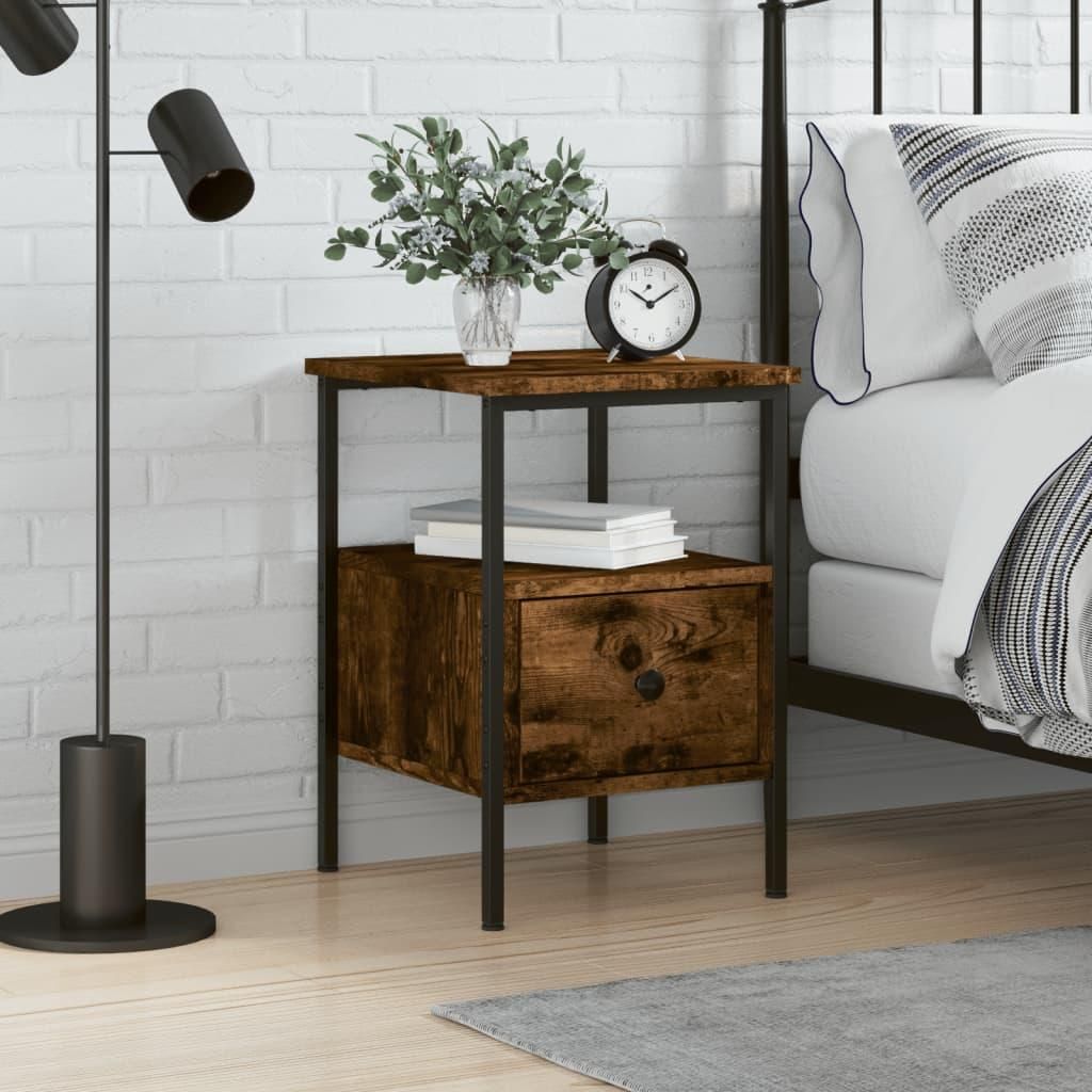 vidaXL Stolik nocny dąb wędzony 34x36x50 cm materiał Zdjęcie produktu 