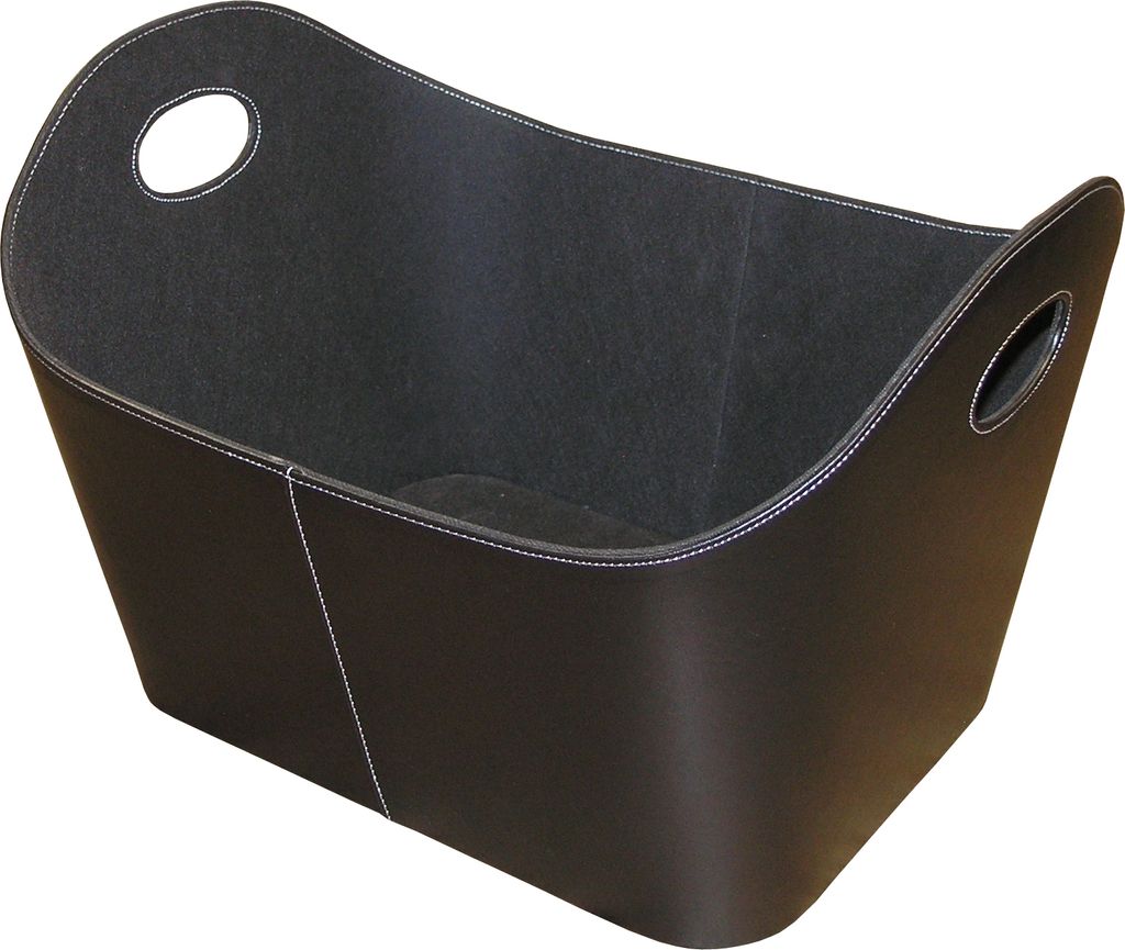 Kunstlederkorb schwarz mit Vlies, HxBxT: 40x55x35 cm