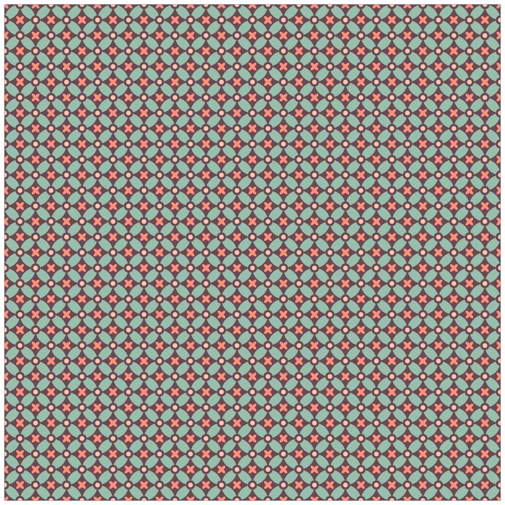 Wallario Möbeldesign / Aufkleber, geeignet für Ikea Lack Tisch - Muster mit Kreuzen, Kreisen und Vierecken, in rot, braun und grün in 55 x 55 cm