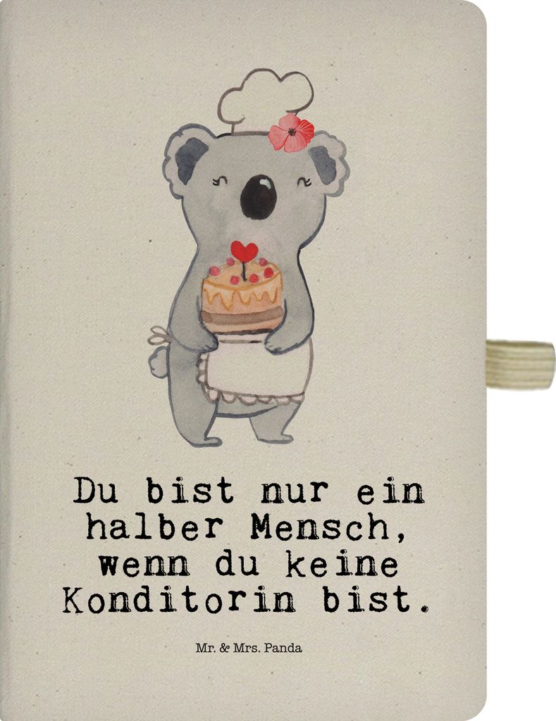 Mr. & Mrs. Panda Tagebuch Konditorin Herz - Transparent - Geschenk, Lustig, Bäckerin, Reisetagebuch, notizbuch, Skizzenbuch, Journal, Witzig, Klad...