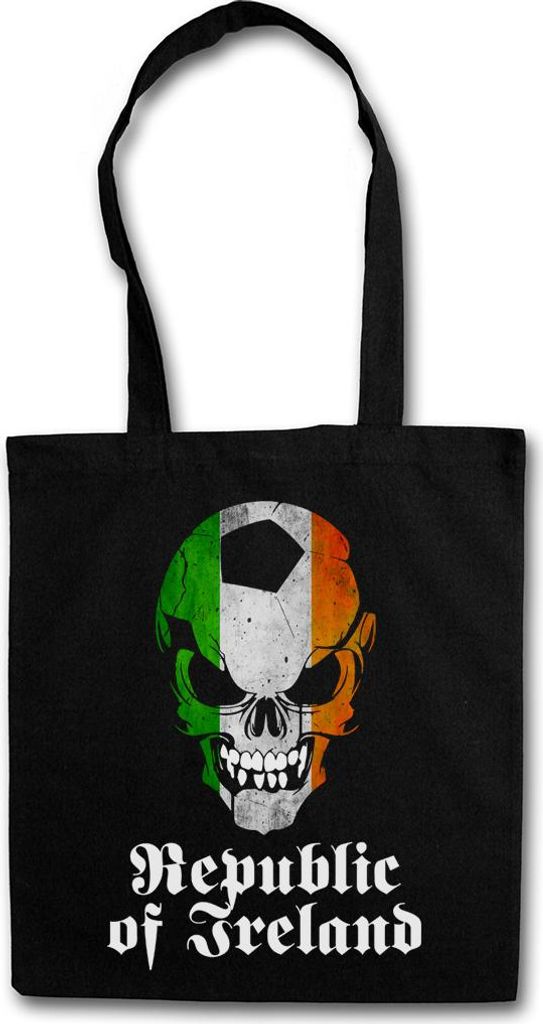 Urban Backwoods Classic Republic Ireland Football Skull Flag, Stofftasche, Farbe: Schwarz